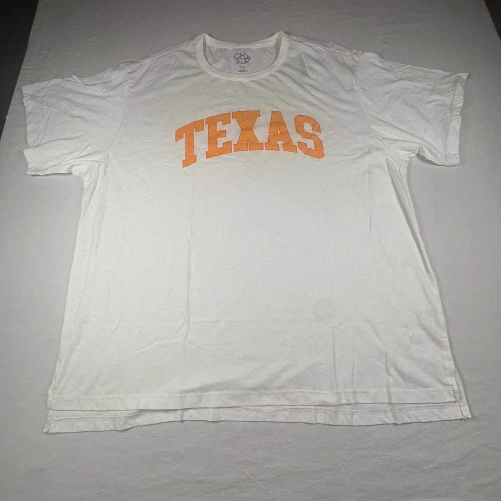 Chaser Texas Graphic T-Shirt Starry White Orange Oversized Tee One Size NWT